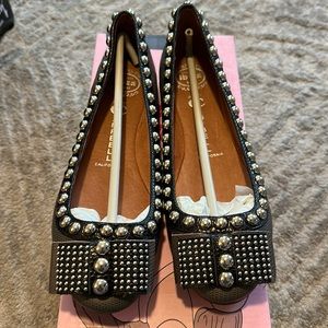 NIB Jeffrey Campbell Dauphine Studded Gray Bow Flats 7